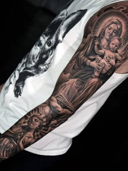 Jesus Sleeve Tattoo