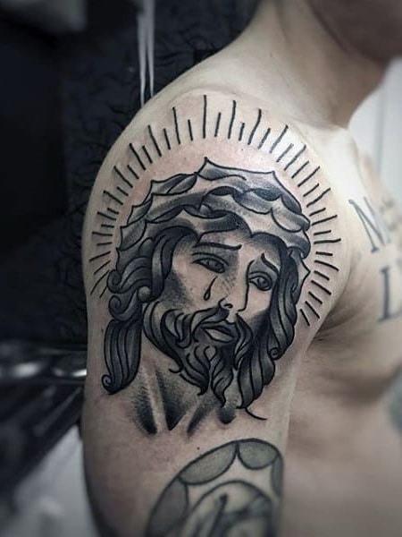 Jesus Stencil Tattoo