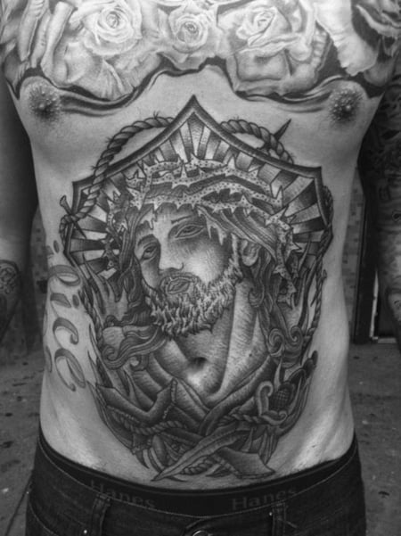 Jesus Stomach Tattoo 1