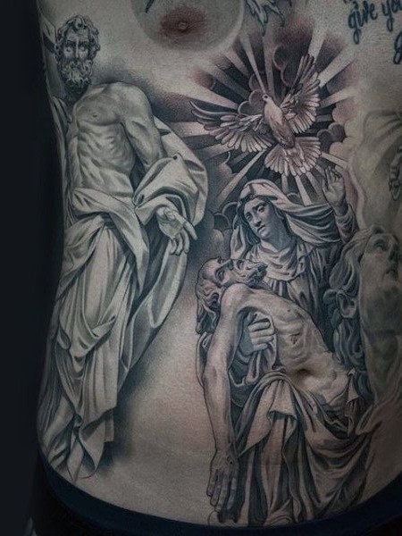 Jesus Stomach Tattoo