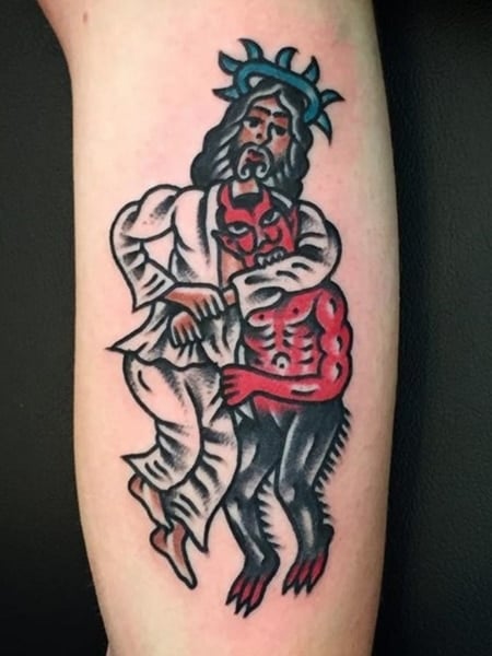 Jesus And Devil Tattoo1