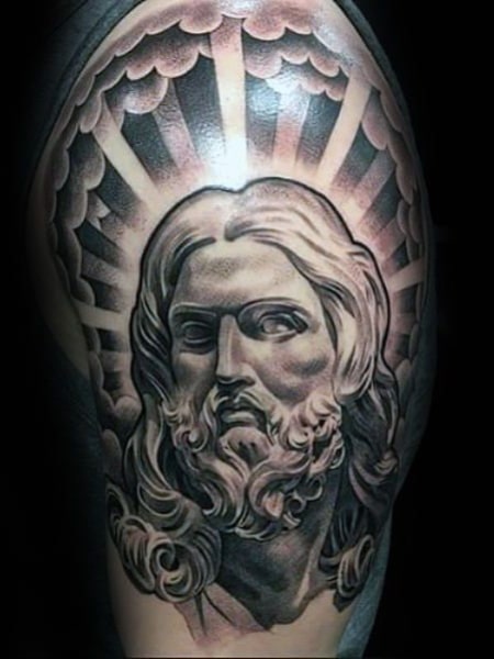 Jesus And Light Rays Tattoo