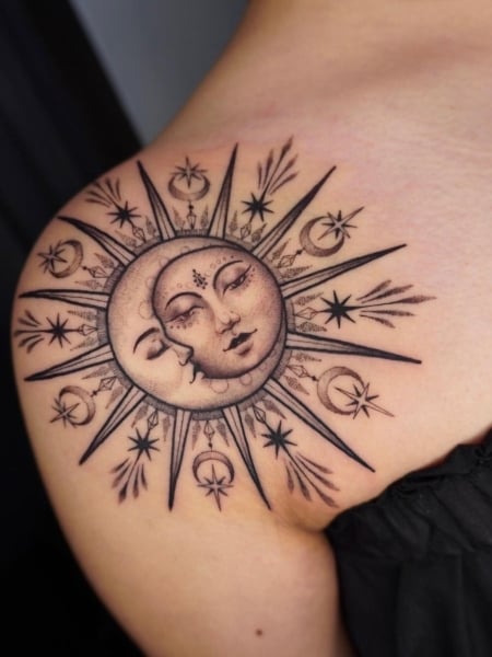 Meaningful Sun Moon And Stars Tattoo1