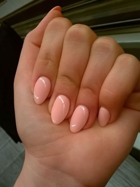 Peach Colored Short Acrylic Nails