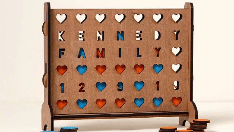 Personalized Hearts Four Across Game