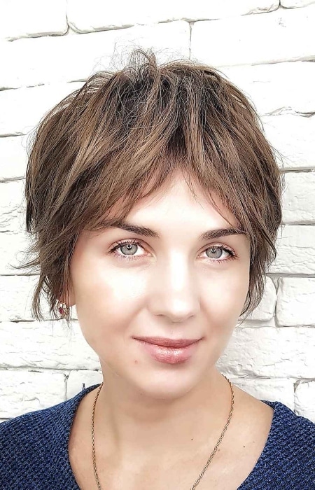 Pixie Cut And Curtain Bangs