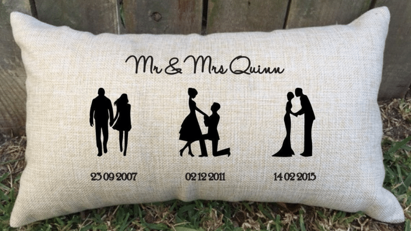 Silhouette Timeline Couples Pillow