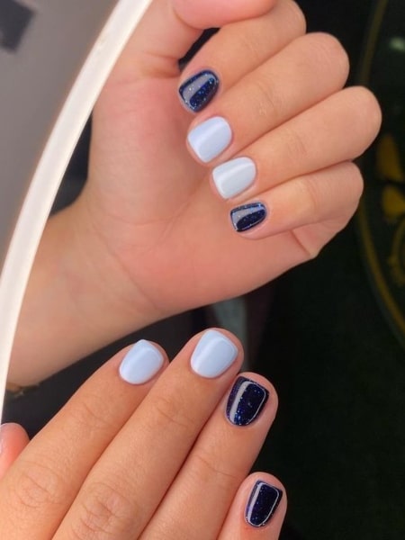 Shades Of Blue Short Acrylic Nails