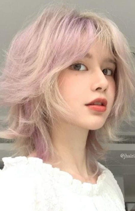 Short Wolf Haircut With Pink Wash