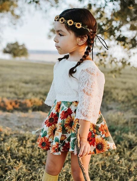 Side Braids With Floral Headband