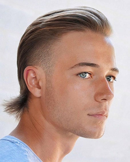 Slick Back With Temple Fade Mullet