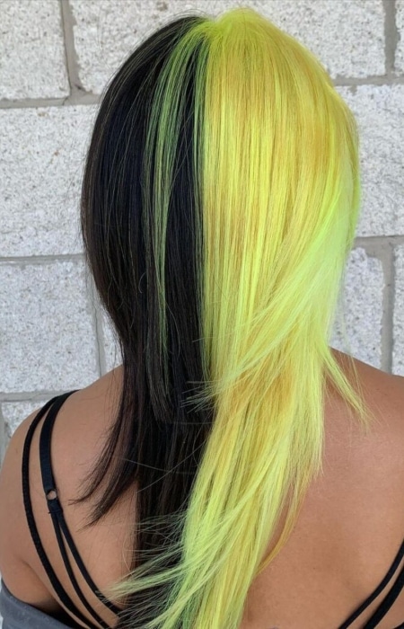 Split Dye Wolf Cut With Black And Yellow