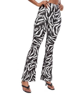 Zebra Print Flared Trousers