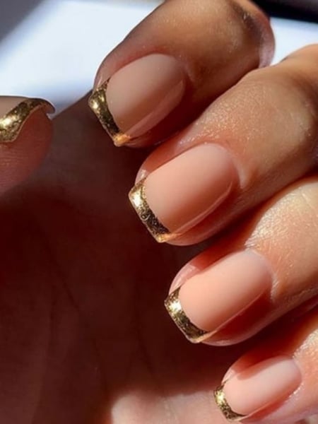 Short Acrylic Nails Gold