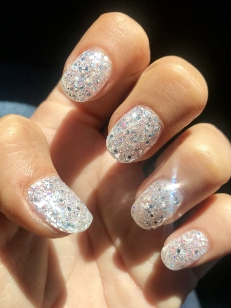 Short Glitter Acrylic Nails