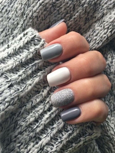 Short Grey Acrylic Nails