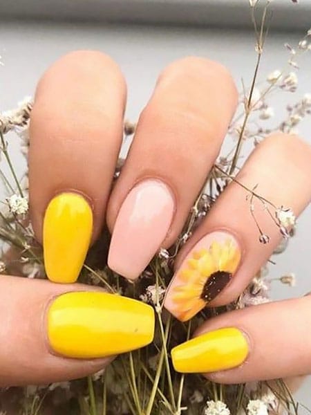 Summer Sunflower Nails