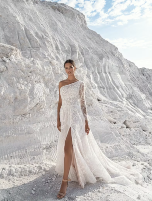 A Line Sexy Wedding Dress Floral Lace Wedding Gown Slit | Etsy Australia