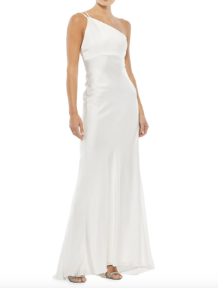 Asymmetric Satin Column Gown