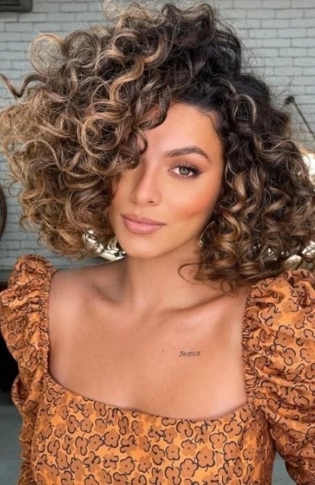 Balayage Short Curly Hair