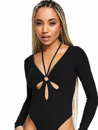 Black Flower Cut Out Top