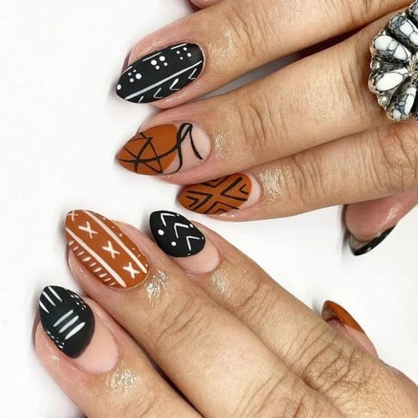 Black And Brown Nail Art