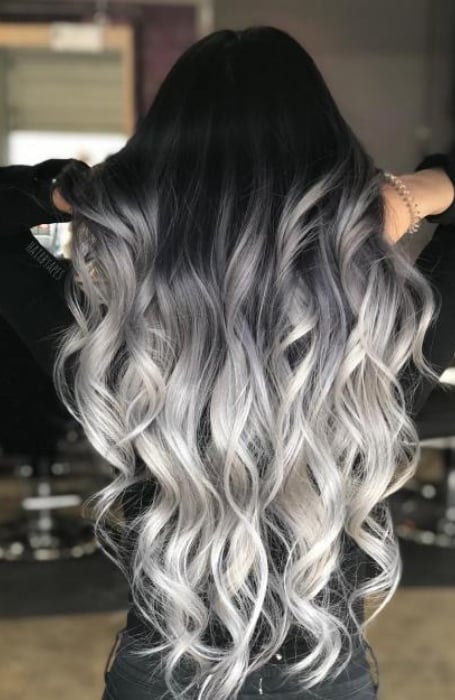 Black And Grey Ombre Curls