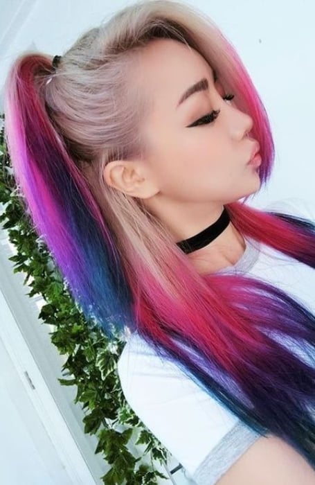 Blonde Hair With Multi Colored Ends