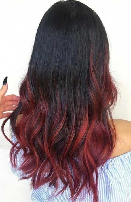 Hair burgundy highlights discount
