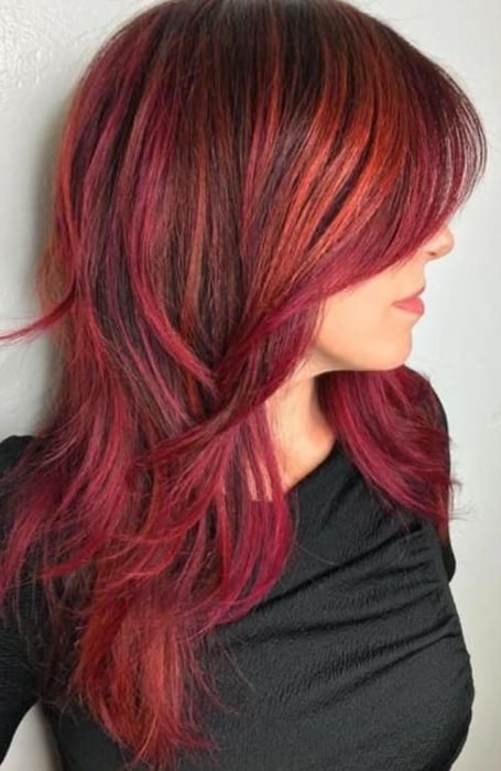 Burgundy Shag Hairstyle