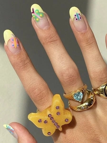 Butterflies With Lime French Manicure Pretty Nails Laurenladnier