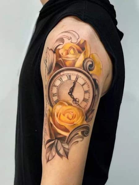 Clock Rose Tattoo Mken