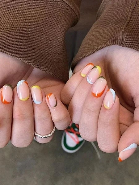 Color Block French Manicure On Two Sides