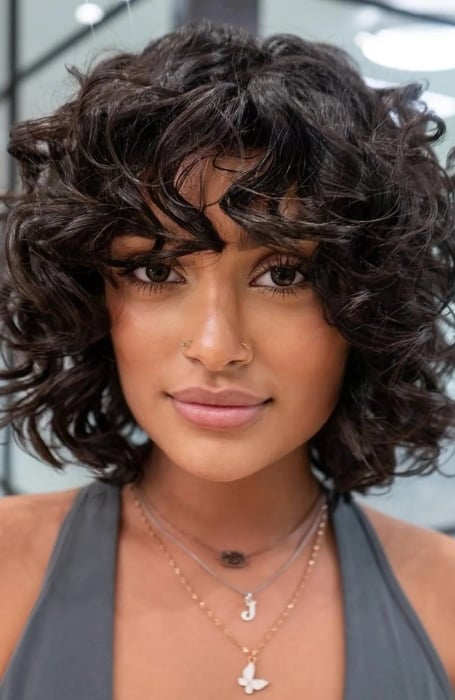 Cropped Bob With Curly Bangs