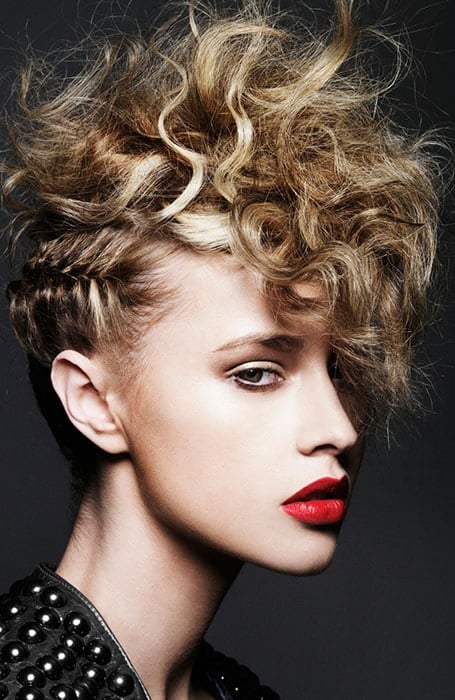 Edgy Updo With Braided Sides And Voluminous Fringe