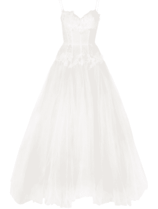 Floral Appliqué Corset Bridal Dress