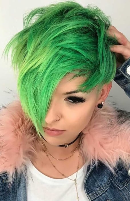 Green Pixie Cut