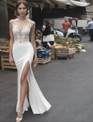 High Slit Lace Wedding Gown | Etsy Australia