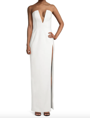 Infatuation Strapless V Neck Gown