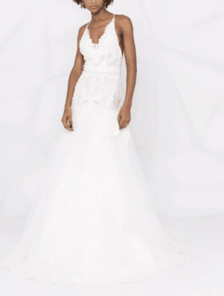 Lace V Neck Bridal Dress