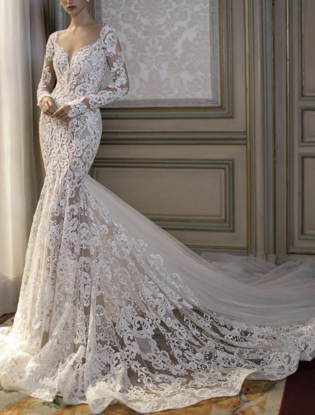 Long Sleeve Lace Wedding Dress. Sexy Backless Mermaid Wedding | Etsy Australia