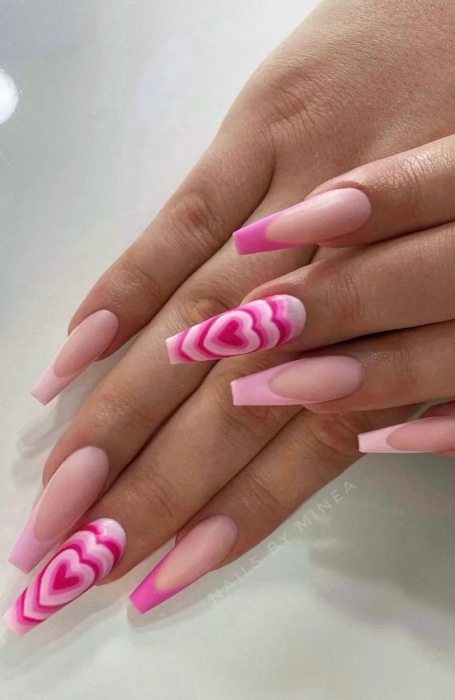 Long Heart Nail Designs