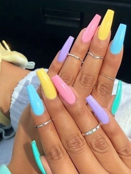 Long Nails With Pretty Pastels