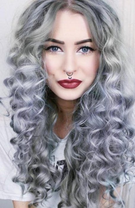 Long Silver Hair Perm 