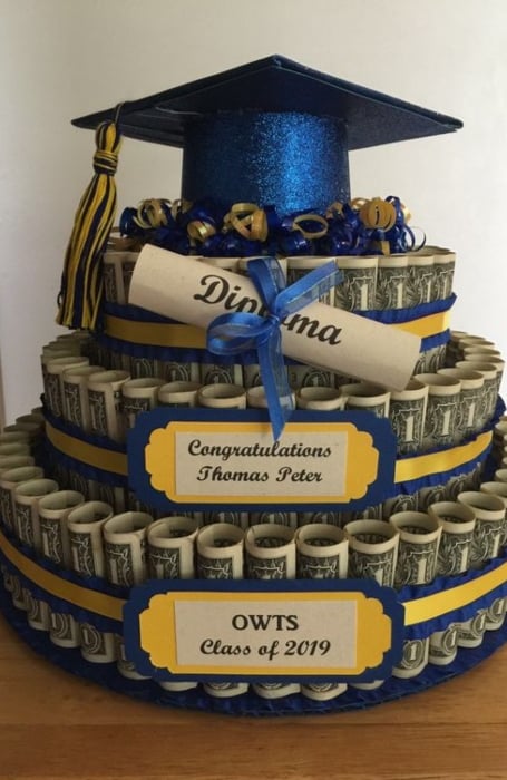 Money Wad Cake For Graduation