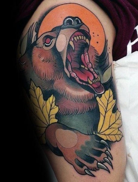 Neo Traditional Bear Tattoo1