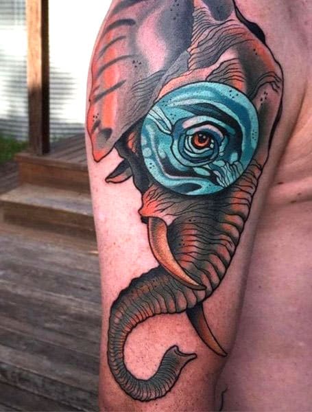 Neo Traditional Elephant Tattoo