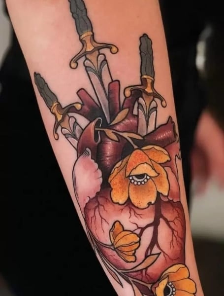 Neo Traditional Heart Tattoo1