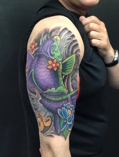 Neo Traditional Koi Fish Tattoo