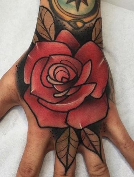 Neo Traditional Rose Tattoo1